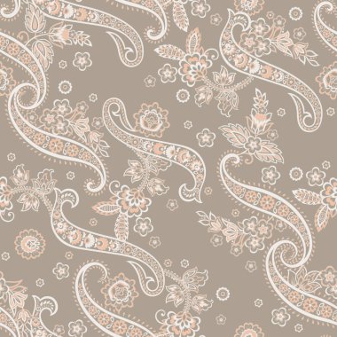 Çiçekli Paisley Süssüz vektörel desen.