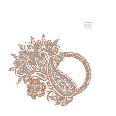 Paisley izole edilmiş. Tasarım için izole edilmiş desenli kart. Çiçek vektör deseni. Nakış işleme çiçek vektör deseni.