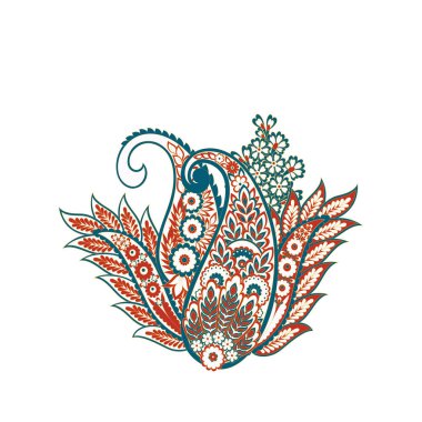 Paisley Vektör Deseni. Çiçekli Asya ResimleriName