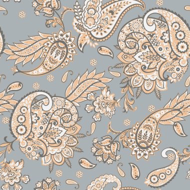 Paisley Vektör Deseni. Kusursuz Çiçeksiz Tekstil Arkaplanı