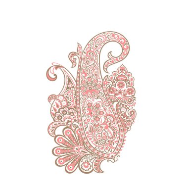 Paisley izole edilmiş. Tasarım için izole edilmiş desenli kart. Çiçek vektör deseni. Nakış işleme çiçek vektör deseni.