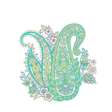 Damask desenli vektör çiçek süsü