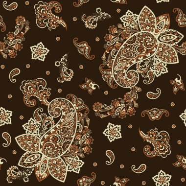 Paisley Çiçek Doğulu Etnik Düzen. Kusursuz Vektör Süslemesi. Şam kumaş desenleri.