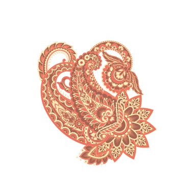 Paisley izole edilmiş. Tasarım için izole edilmiş desenli kart. Paisley vektör deseni. Nakış işleme çiçek vektör deseni.