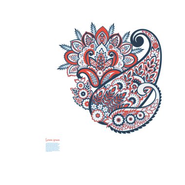 Paisley Çiçek Doğulu Etnik Düzen. Vektör Damask Süslemesi