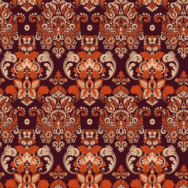 Vektör Barok çiçek deseni. Klasik çiçek süsü.