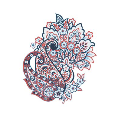 Damask Paisley Floral isolated vector ornament