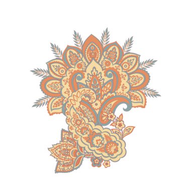 Paisley Çiçek Doğulu Etnik Düzen. Vektör Damask Süslemesi