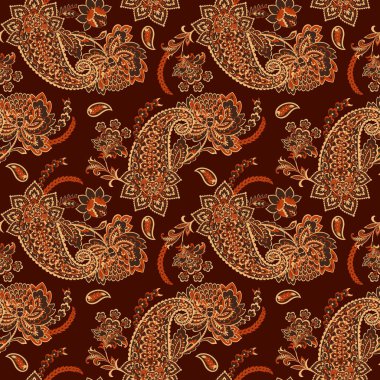 Şal desenli, desensiz bir süs. Çiçek dekoru süsleyin. Vektör illüstrasyonu