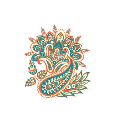Damask Paisley Çiçek yalıtılmış vektör süsü