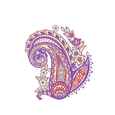 Paisley vektör izole desen. Çiçek Vintage illüstrasyonu