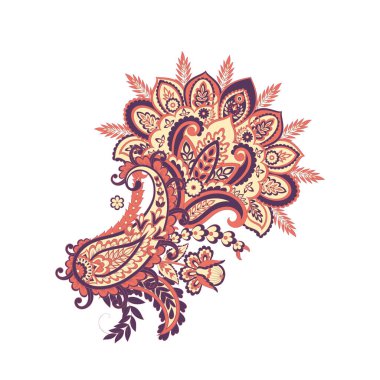 Paisley vektör izole desen. Çiçek Vintage illüstrasyonu