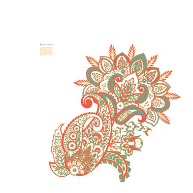 Paisley vektör izole desen. Çiçek Vintage illüstrasyonu