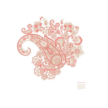 Paisley vektör izole desen. Damask biçimi Vintage illüstrasyonu