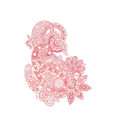 Paisley vektör izole desen. Batik stilinde klasik çiçek illüstrasyonu