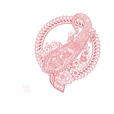 Paisley vektör izole desen. Batik stilinde klasik çiçek illüstrasyonu