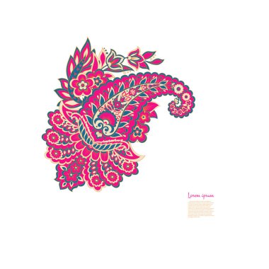 Çiçek desenli renkli vektör süsü. İzole Desen