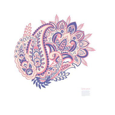 Damask desenli vektör çiçek süsü