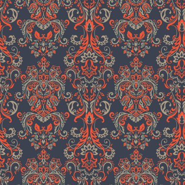 Vektör Barok çiçek deseni. Klasik çiçek süsü. Duvar kağıtları, tekstil, kumaş için klasik dikişsiz doku