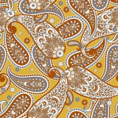 Şal desensiz vektör deseni. Batik biçiminde vintage arkaplan