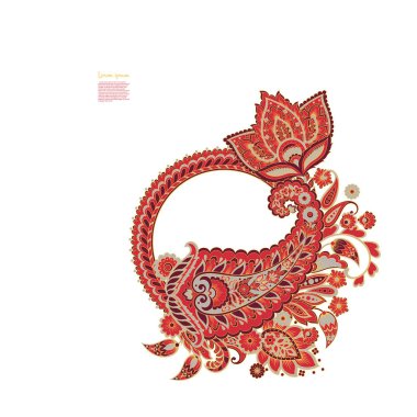 Damask desenli vektör çiçek süsü