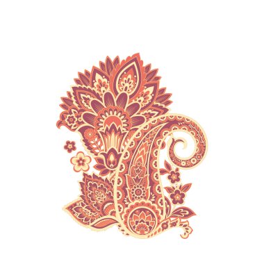 Paisley vektör izole desen. Damask biçimi Vintage illüstrasyonu