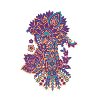 Damask Paisley Floral isolated vector ornament