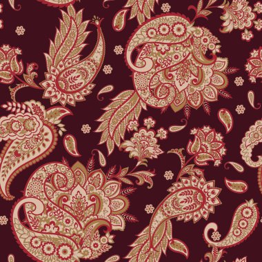 Paisley Vektör Deseni. Kusursuz Çiçeksiz Tekstil Arkaplanı