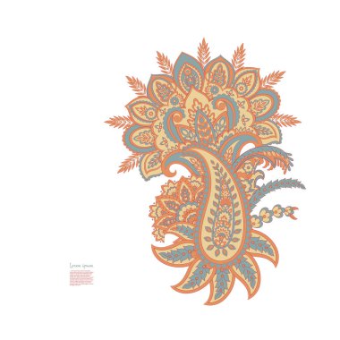 Paisley Vektör Deseni. Çiçekli Asya ResimleriName