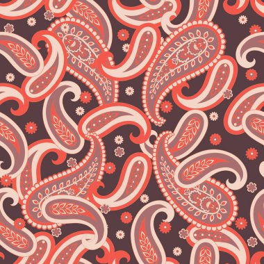 Çiçeksiz desenli desenli şal desenli süs. Vektör illüstrasyonu