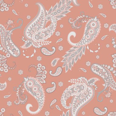 Paisley Çiçek Doğulu Etnik Düzen. Kusursuz Vektör Süslemesi. Hint kumaşlarının süsleme motifleri.