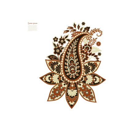 Paisley vektör izole desen. Çiçek Vintage illüstrasyonu