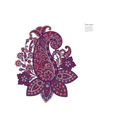 Paisley vektör izole desen. Çiçek Vintage illüstrasyonu