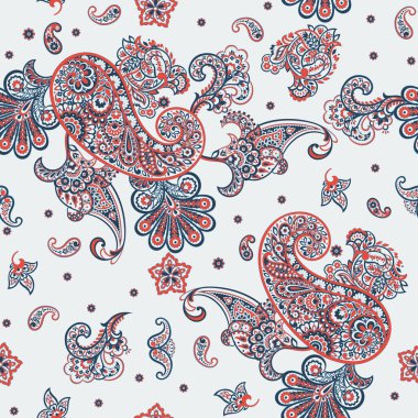 Paisley vektör seamless modeli. Fantastik çiçek yaprakları. Tekstil bohem Yazdır. Batik boyama. Vintage