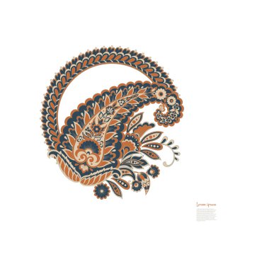 Paisley Çiçek Doğulu Etnik Düzen. Vektör Damask Süslemesi