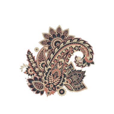 Paisley vektör izole desen. Çiçek Vintage illüstrasyonu