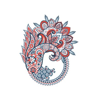 Vektör Paisley Çiçek yalıtılmış süsü