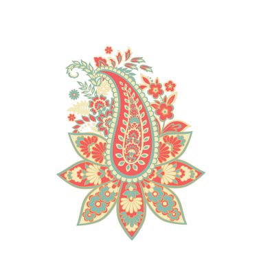 Paisley vektör izole desen. Çiçek Vintage illüstrasyonu