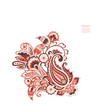 Damask Paisley Floral isolated vector ornament