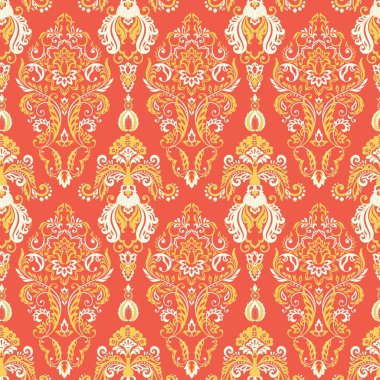 Çiçeksiz, desensiz, klasik bir çiçek. Klasik Barok duvar kâğıdı. Kusursuz vektör arkaplanı