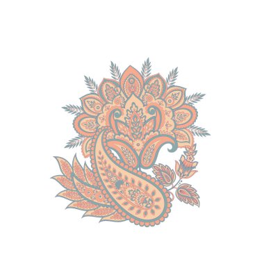 Damask Paisley Floral isolated vector ornament