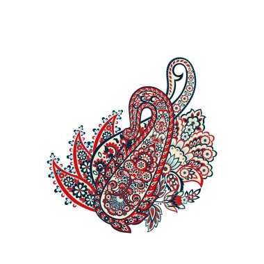 Paisley izole edilmiş. Tasarım için izole edilmiş desenli kart. Çiçek vektör deseni. Nakış işleme çiçek vektör deseni