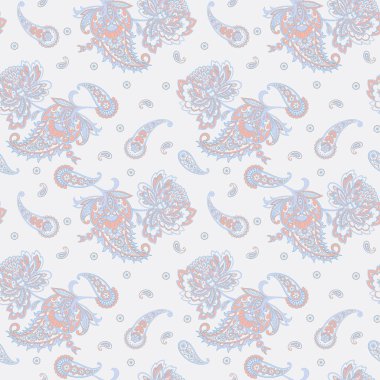 Paisley vektör kusursuz desen. Muhteşem çiçek, yapraklar. Batik tarzı resim. Eski arkaplan