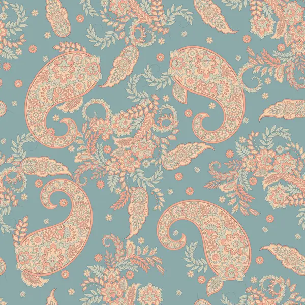 Paisley vektör seamless modeli. Fantastik çiçek yaprakları. Tekstil bohem Yazdır. Batik boyama. Vintage