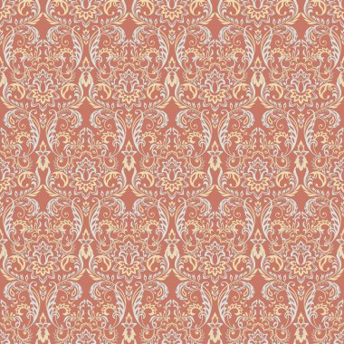 Çiçek desenli parmak izi. Damask Kusursuz bağbozumu. Duvar kağıdı, kumaş, davetiye için kullanılabilir