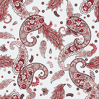 Paisley Süslü, pürüzsüz desen. kalamkari vektör kumaş arkaplanı