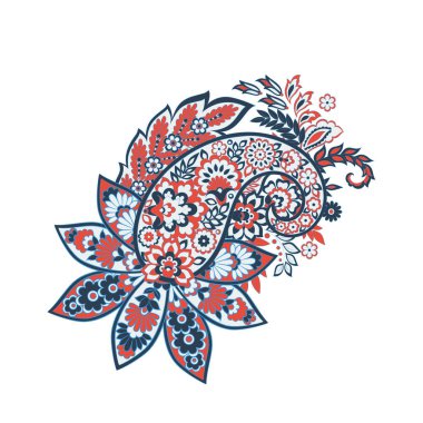 Paisley izole edilmiş. Tasarım için izole edilmiş desenli kart. Çiçek vektör deseni. Nakış işleme çiçek vektör deseni