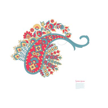 Vektör Paisley Çiçek yalıtılmış süsü