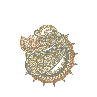 Paisley Çiçek Doğulu Etnik Düzen. Vektör Damask Süslemesi