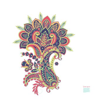 Paisley vektör izole desen. Çiçek Vintage illüstrasyonu